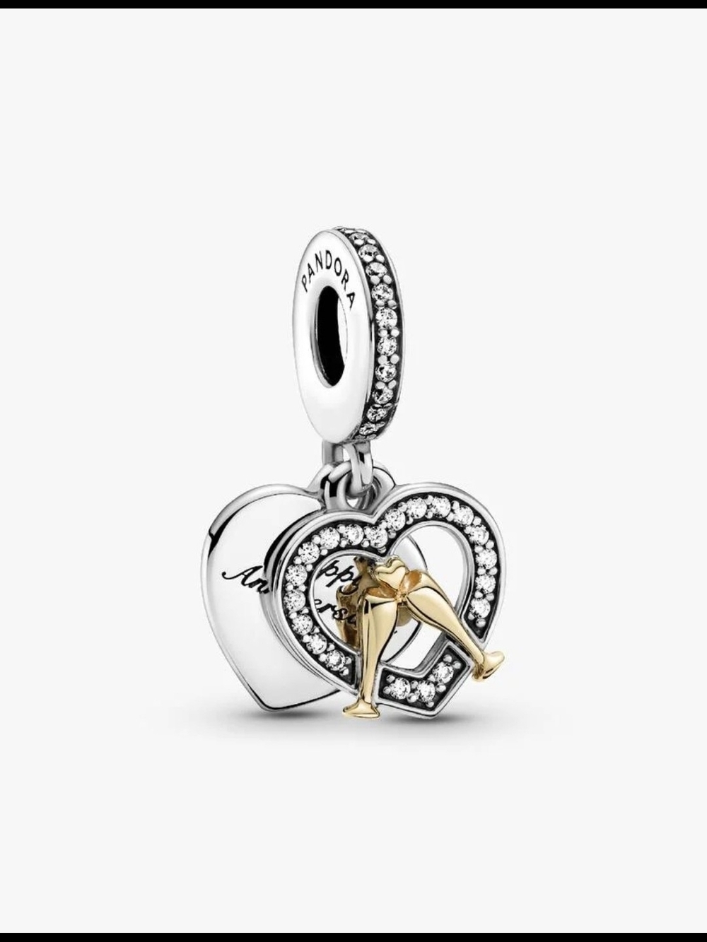 Pandora Two-tone Happy Anniversary Dangle Charm14k gold, Sterling silver